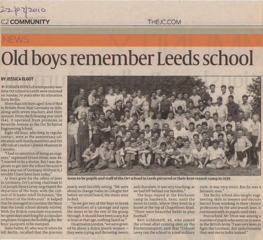 Kitchener camp, Joachim Reissner, Jewish Chronicle article, 2010