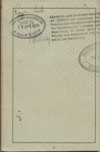 Kitchener camp, Willi Reissner, passport, page 5, 1939