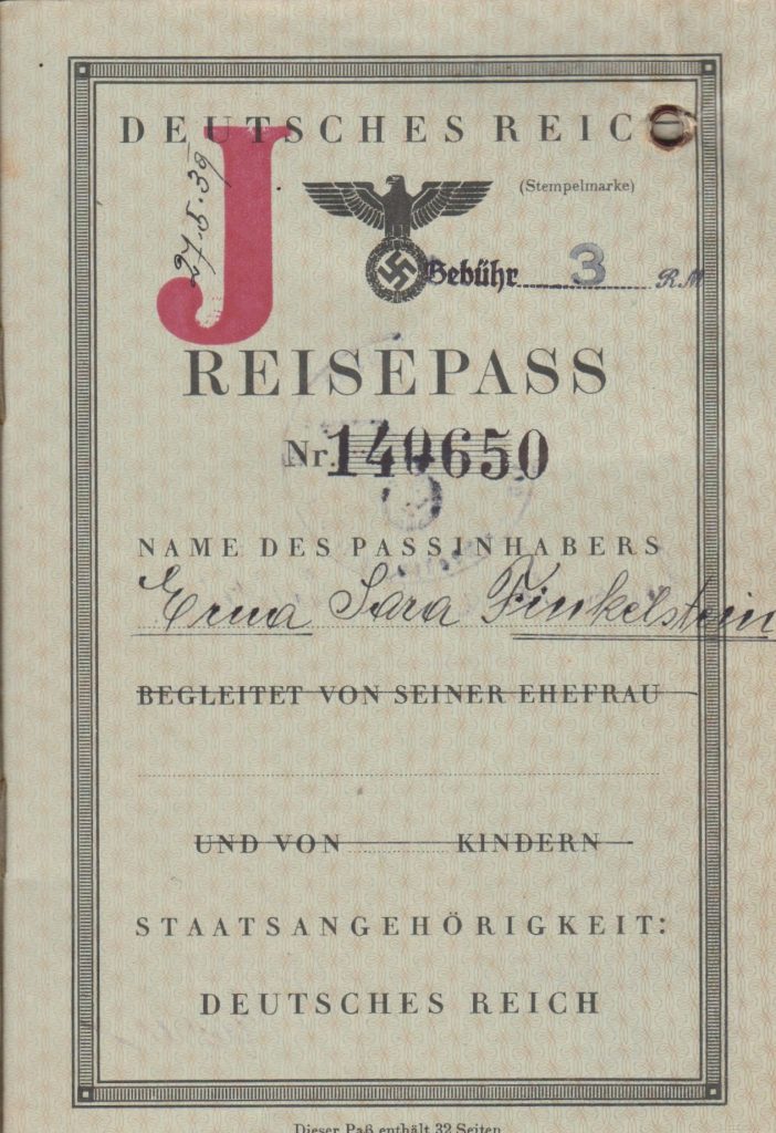 Kitchener camp, 27 May 1939 Erna Finkelstein, German passport