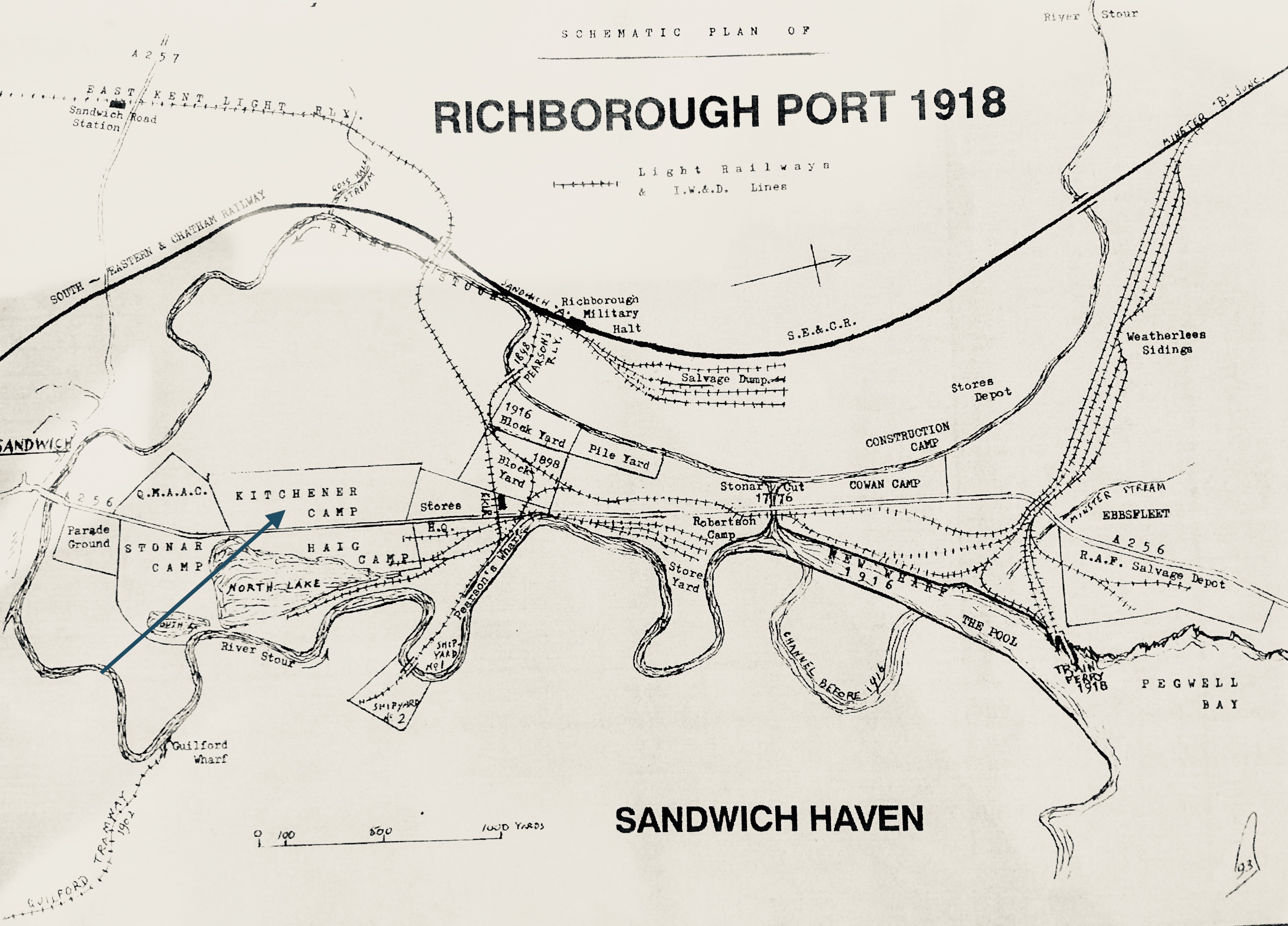 Richborough port map, 1918