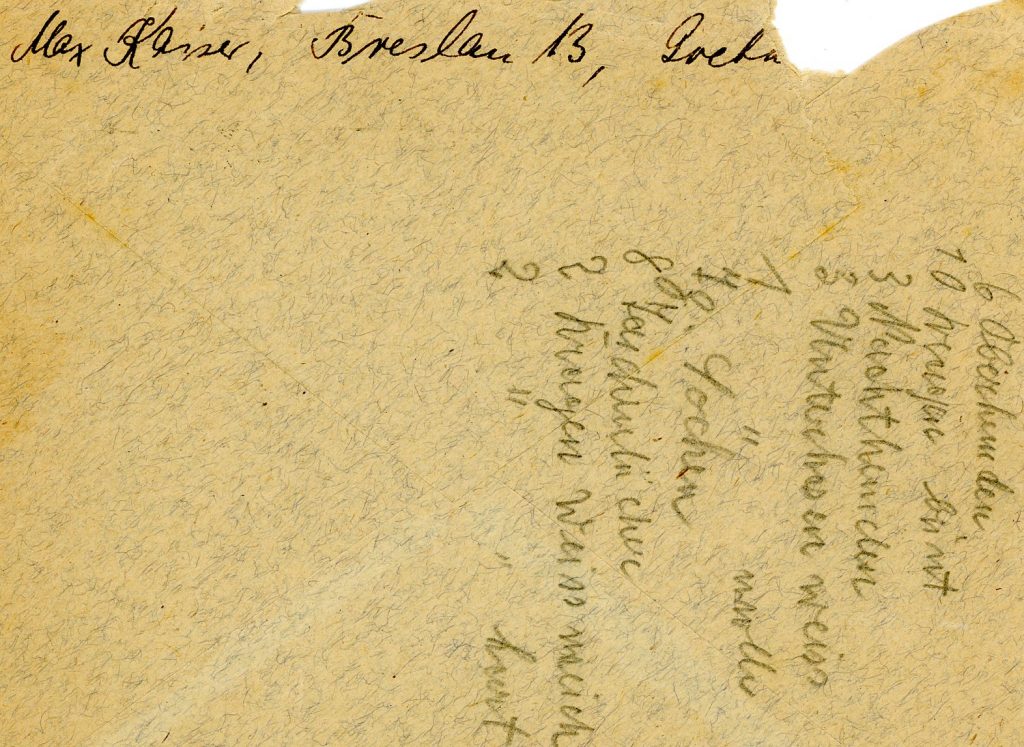 Max Kaiser, envelope, letter to Werner Weissenberg