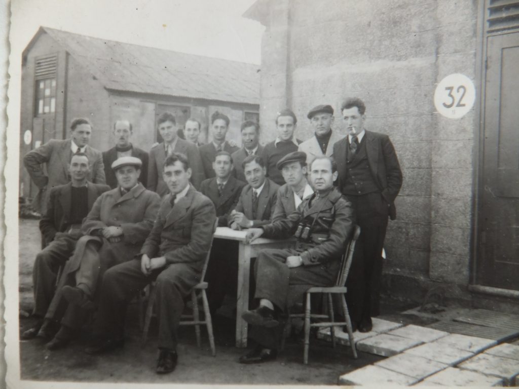 Richborough camp, Sandwich, 1939, Hugo Heilbrunn, front row far right, outside Hut 32