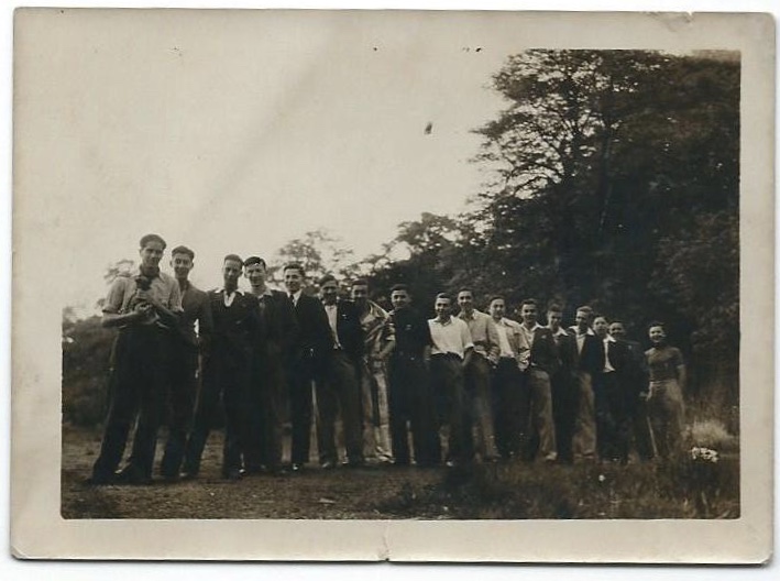 Richborough Camp, Sandwich, Herbert Nachmann, 7th from the right, with friends from the Berlin ORT, in Leeds,