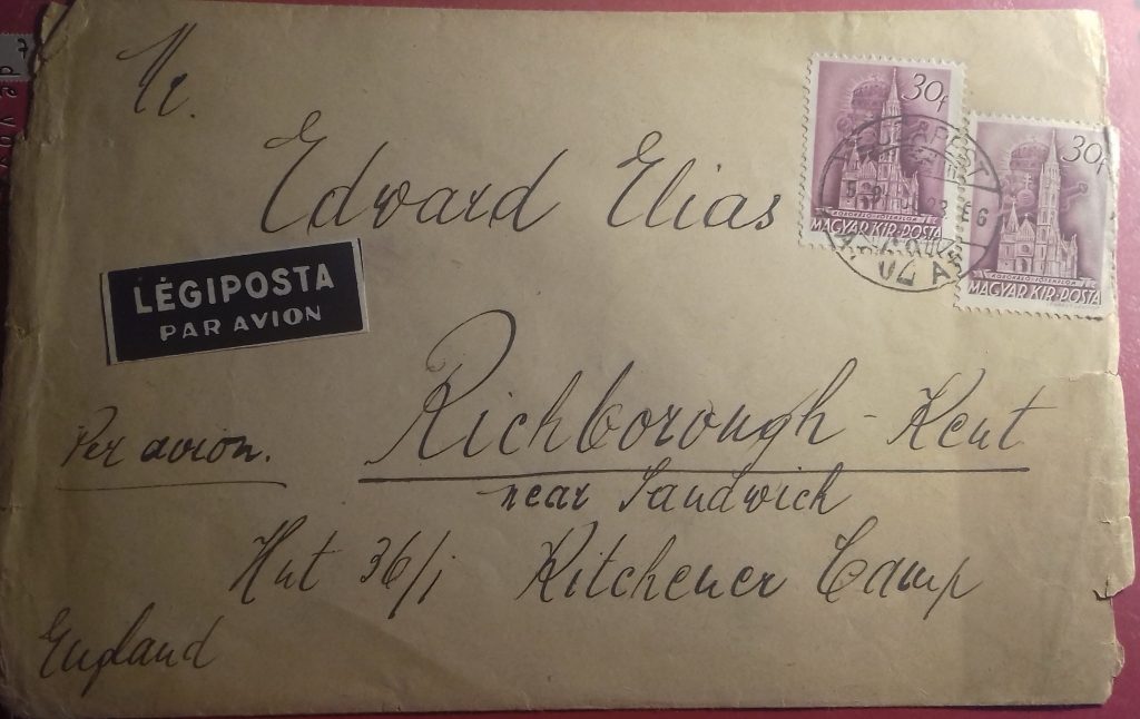 Kitchener camp, Hut 36/1, Eduard Elias, Budapest postmark