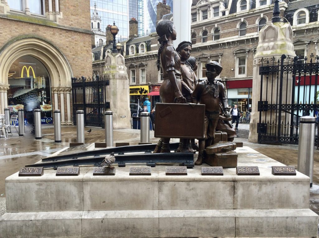 Kindertransporte memorial, Hope Square, Liverpool Street station, London; funded and maintained by the Association of Jewish Refugees