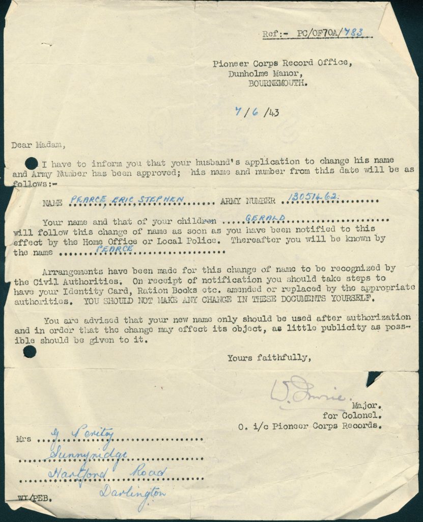 Kitchener camp, Erich Peritz, Change of name, 7 June 1943