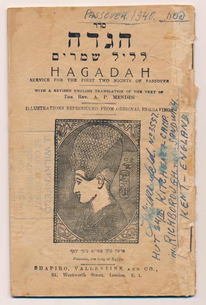 Richborough transit camp, Isidor Leib Wilkenfeld, Hagadah, Passover 1940