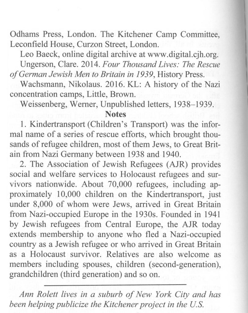 Avotaynu, Jewish Genealogy, Ann Rolett, Kitchener camp article, page 5