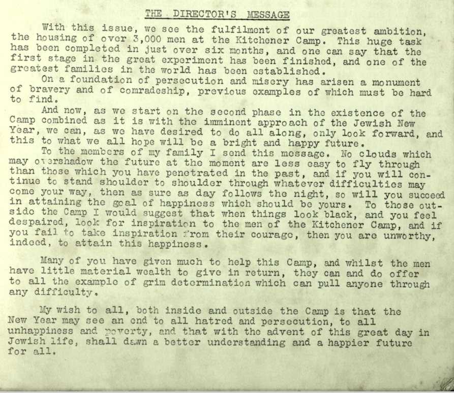 Kitchener Camp Review, no. 7, September 1939, Editorial, base