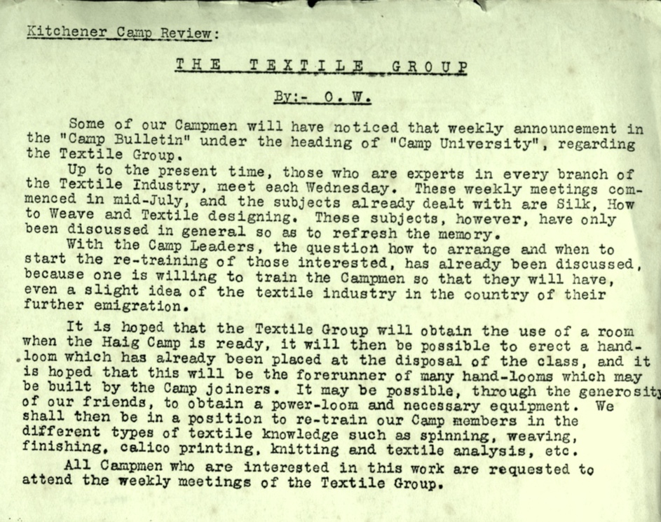 Kitchener Camp Review, no. 7, September 1939, page 1, top