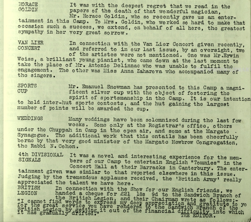 Kitchener Camp Review, no. 7, September 1939, page 3, base