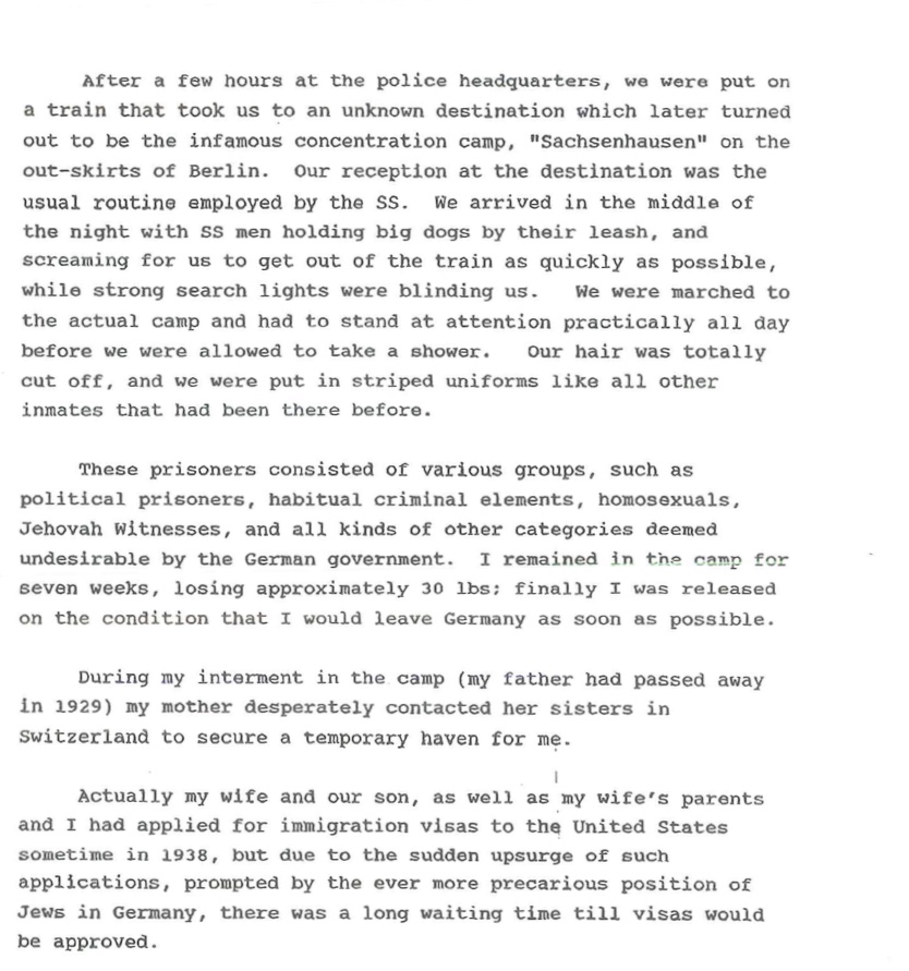 Richborough refugee camp, Werner Gembecki, 1915 to 1995, Imprisonment, Sachsenhausen, SS, Immigration applications, Visas, Page 2