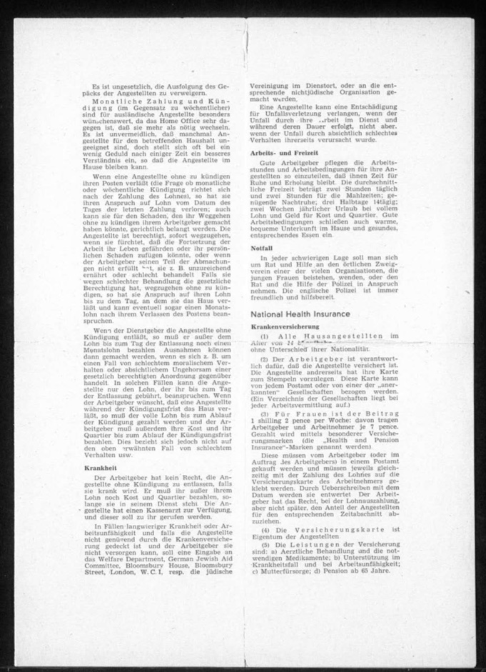 Kitchener camp, Document, Hut 36/II, Werner Gembicki, Wife Vera, Domestic Service Visa, Als Hausangestelte in England, page 3