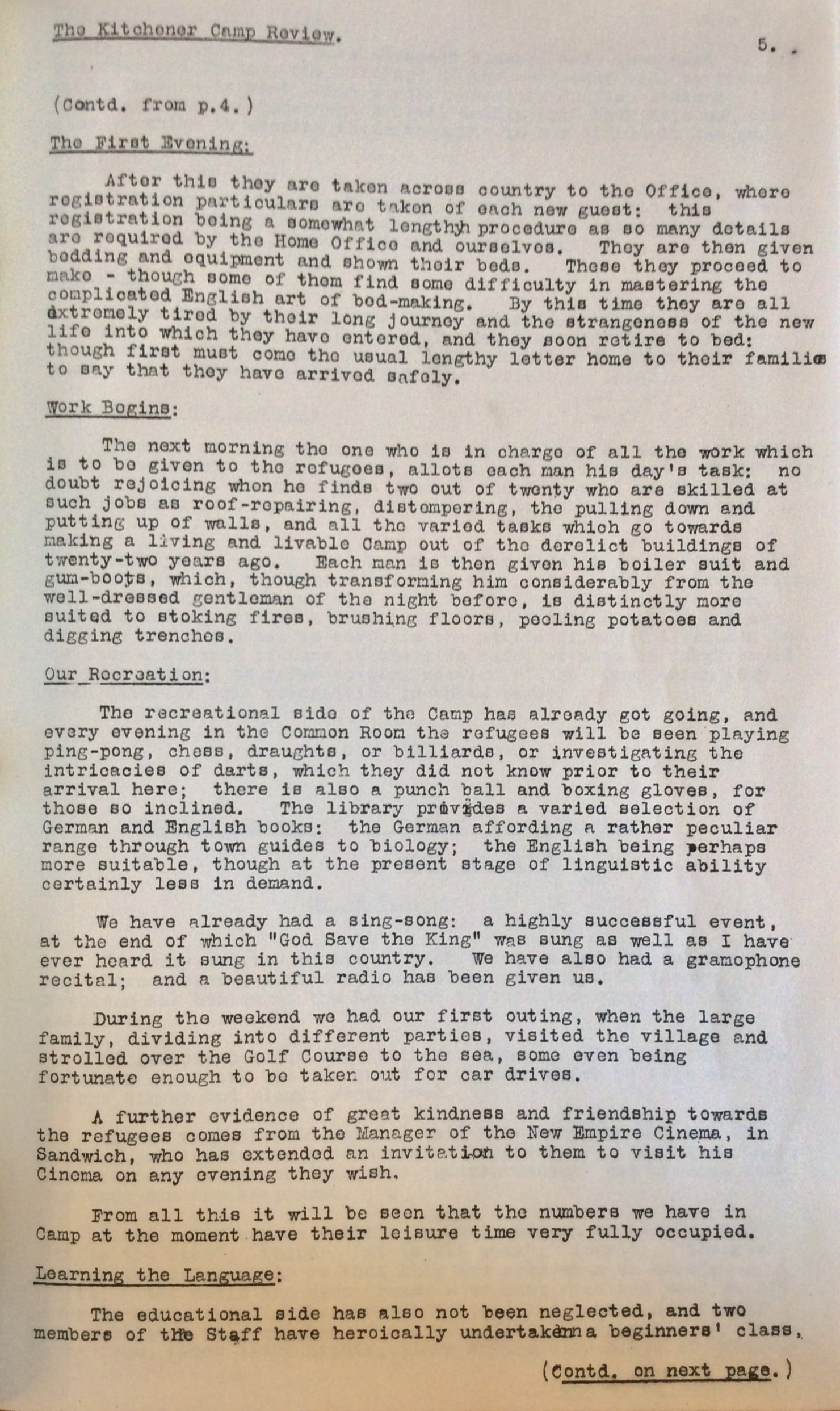 Kitchener Camp Review, No. 1, March 1939, page 5