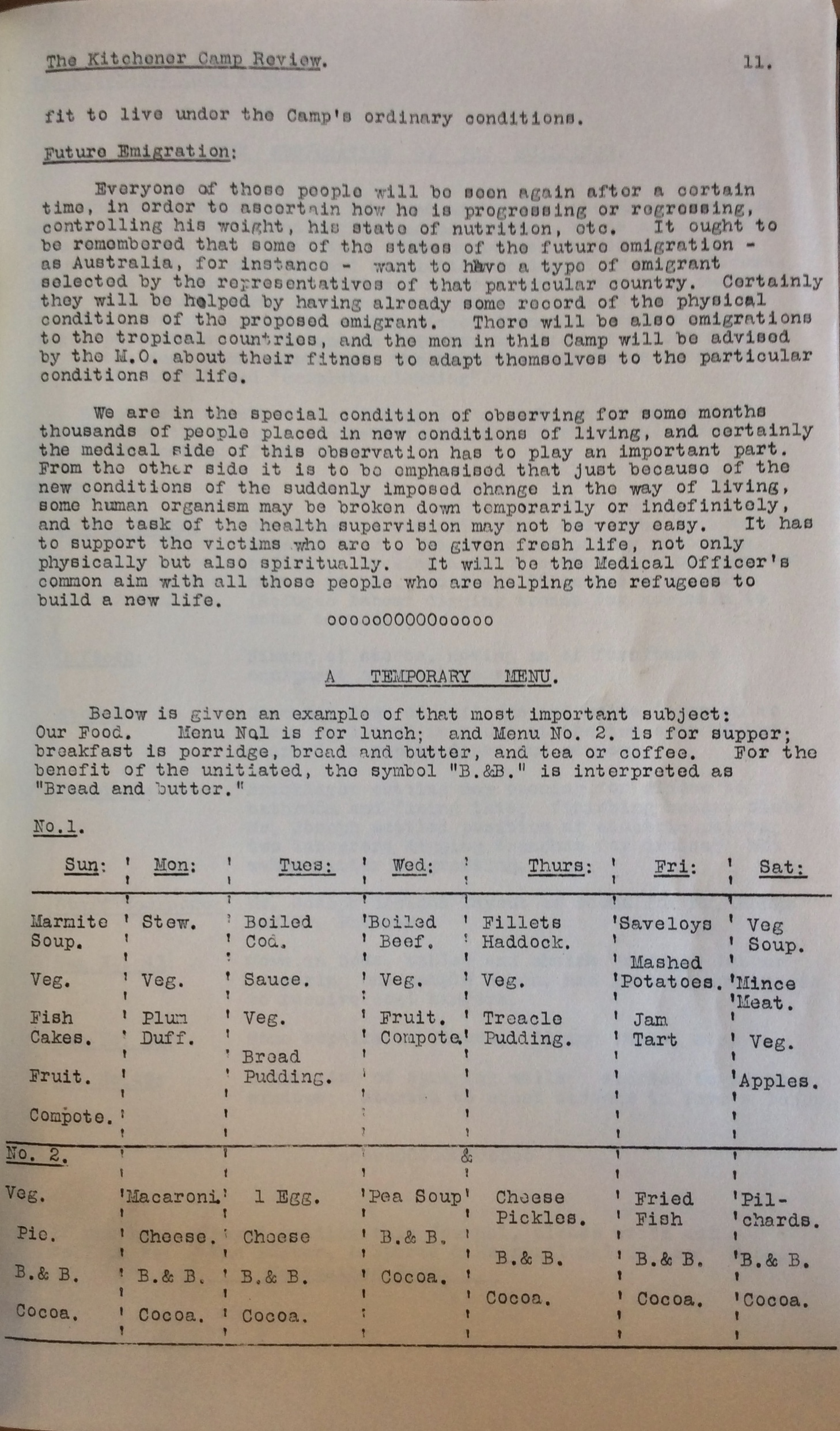 Kitchener Camp Review, No. 1, March 1939, page 11