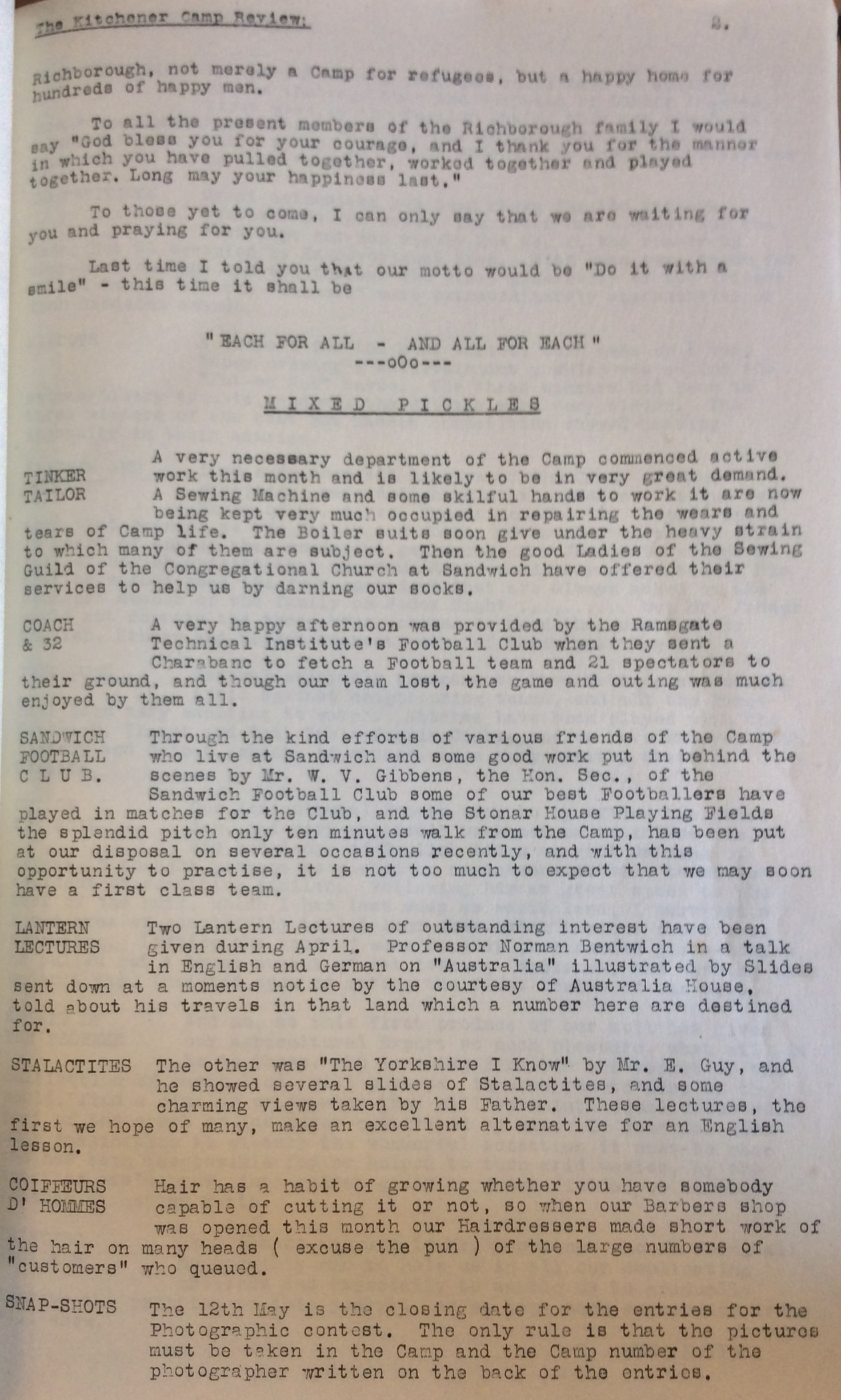 Kitchener Camp Review, May 1939, page 2
