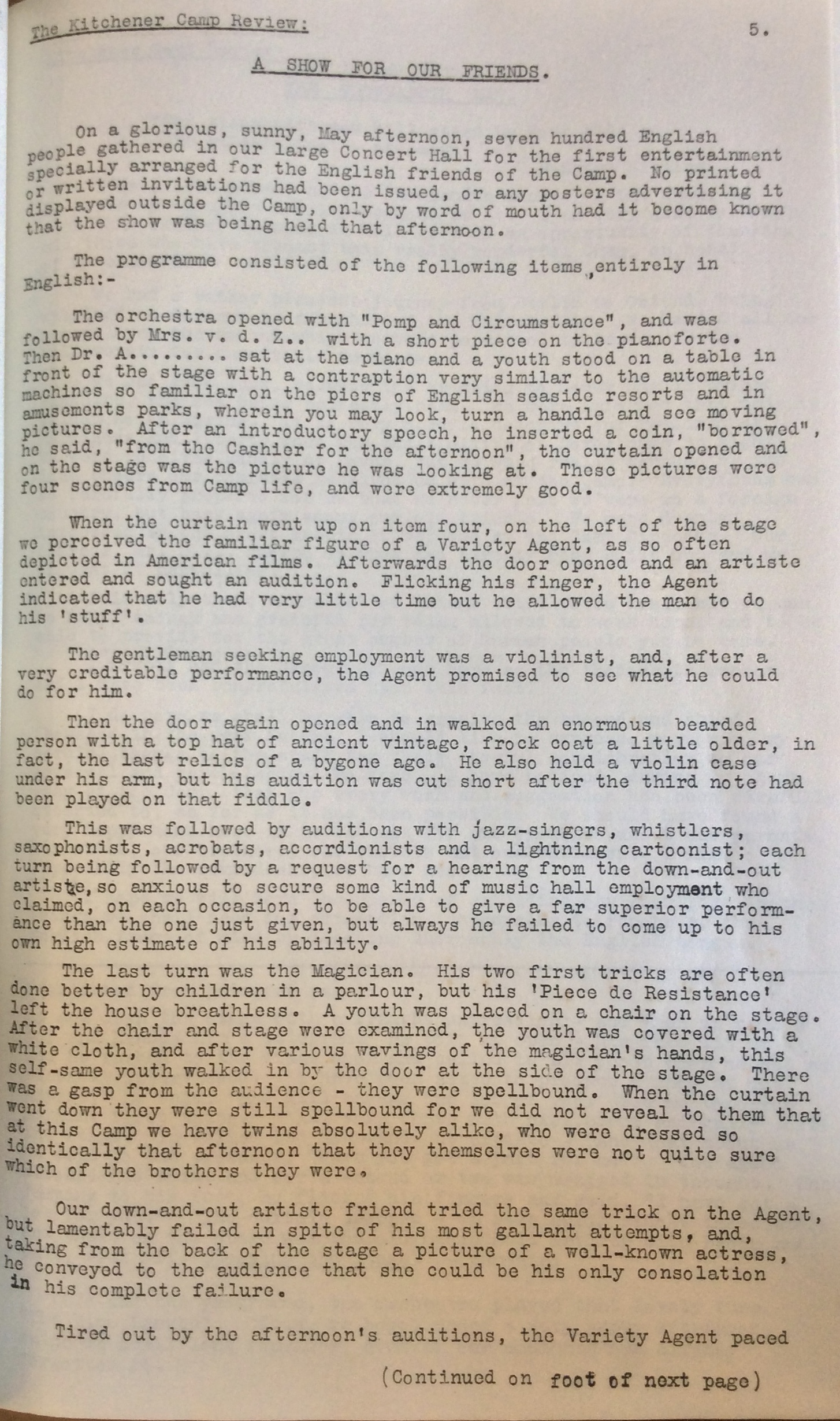Kitchener Camp Review, June 1939, page 5