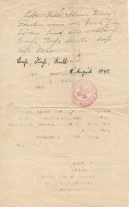 Richborough camp, Joachim Reissner, Red Cross letter, 4 June 1940, Stamped 9 August 1940, page 2