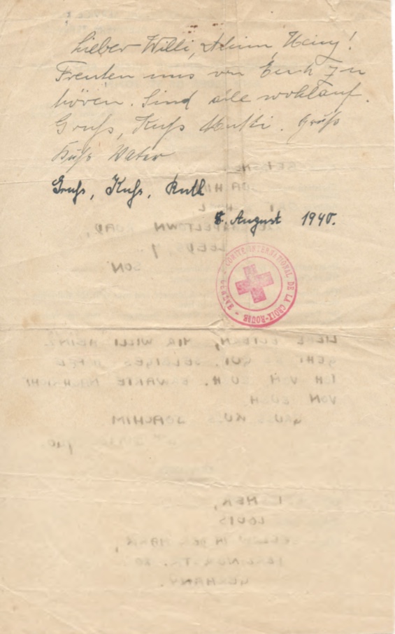 Richborough camp, Joachim Reissner, Red Cross letter, 4 June 1940, Stamped 9 August 1940, page 2