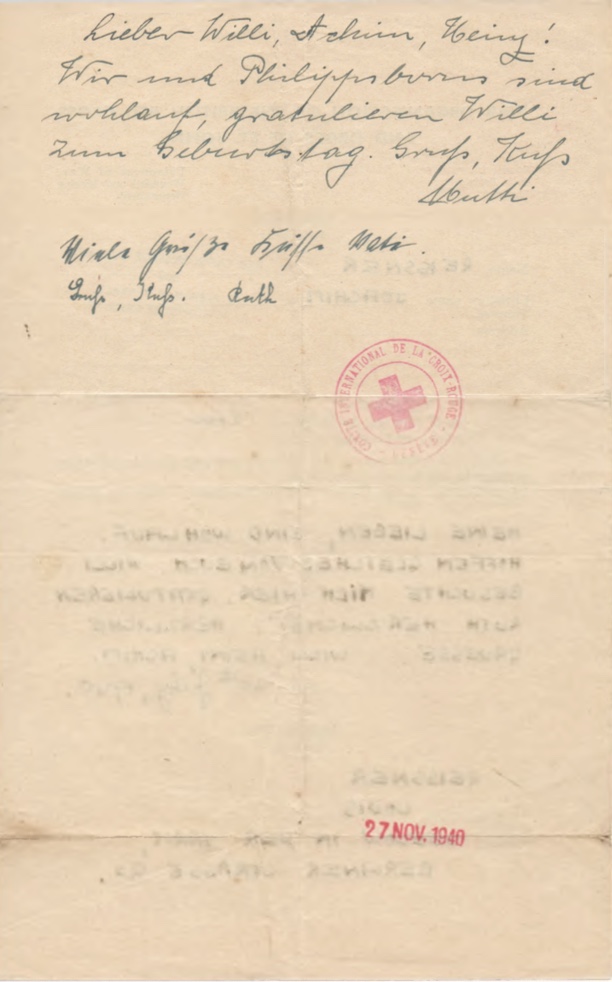 Richborough camp, Joachim Reissner, Red Cross letter, 30 July 1940, Stamped 15 November 1940, page 2
