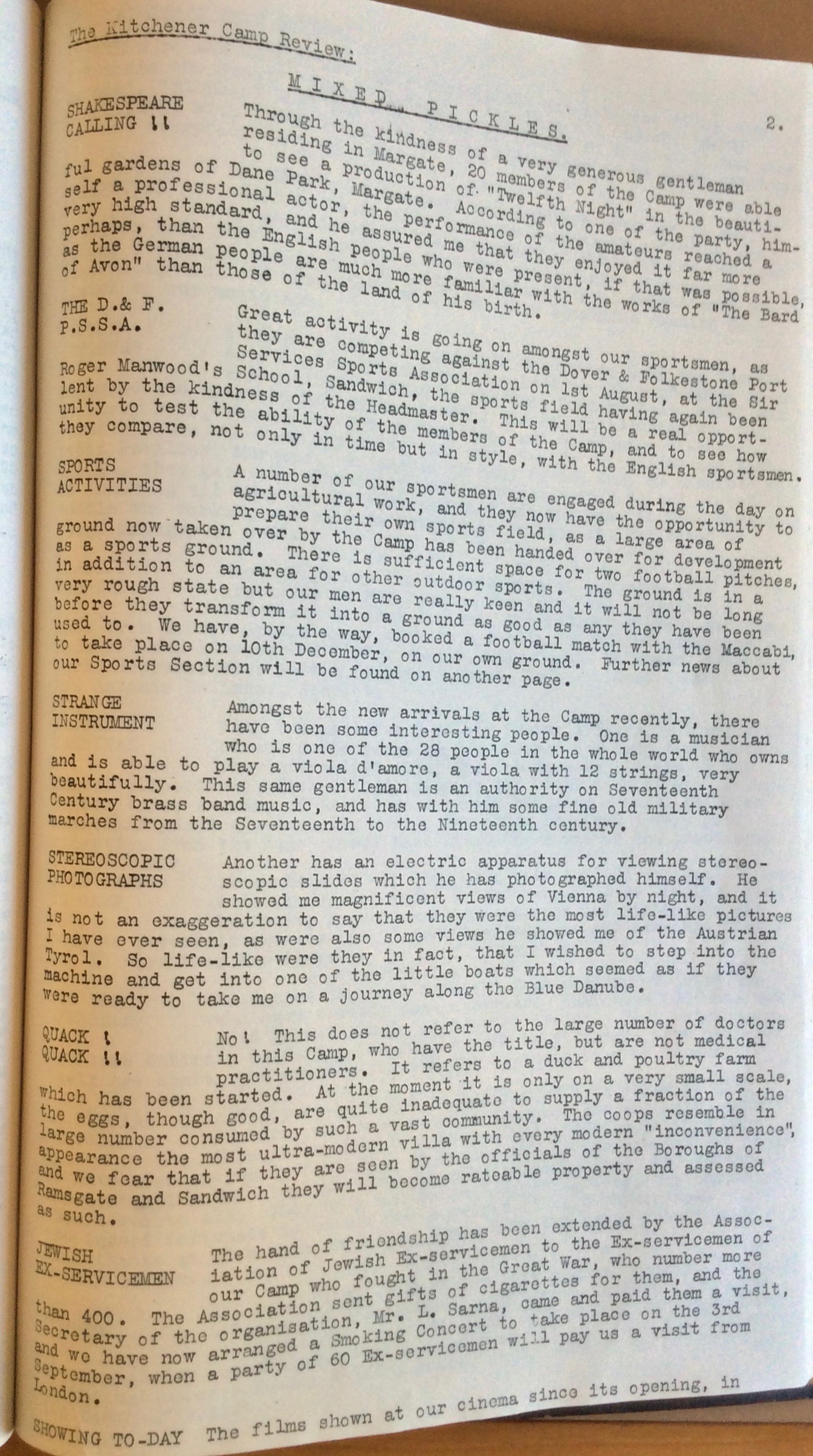 The Kitchener Camp Review, August 1939, page 2