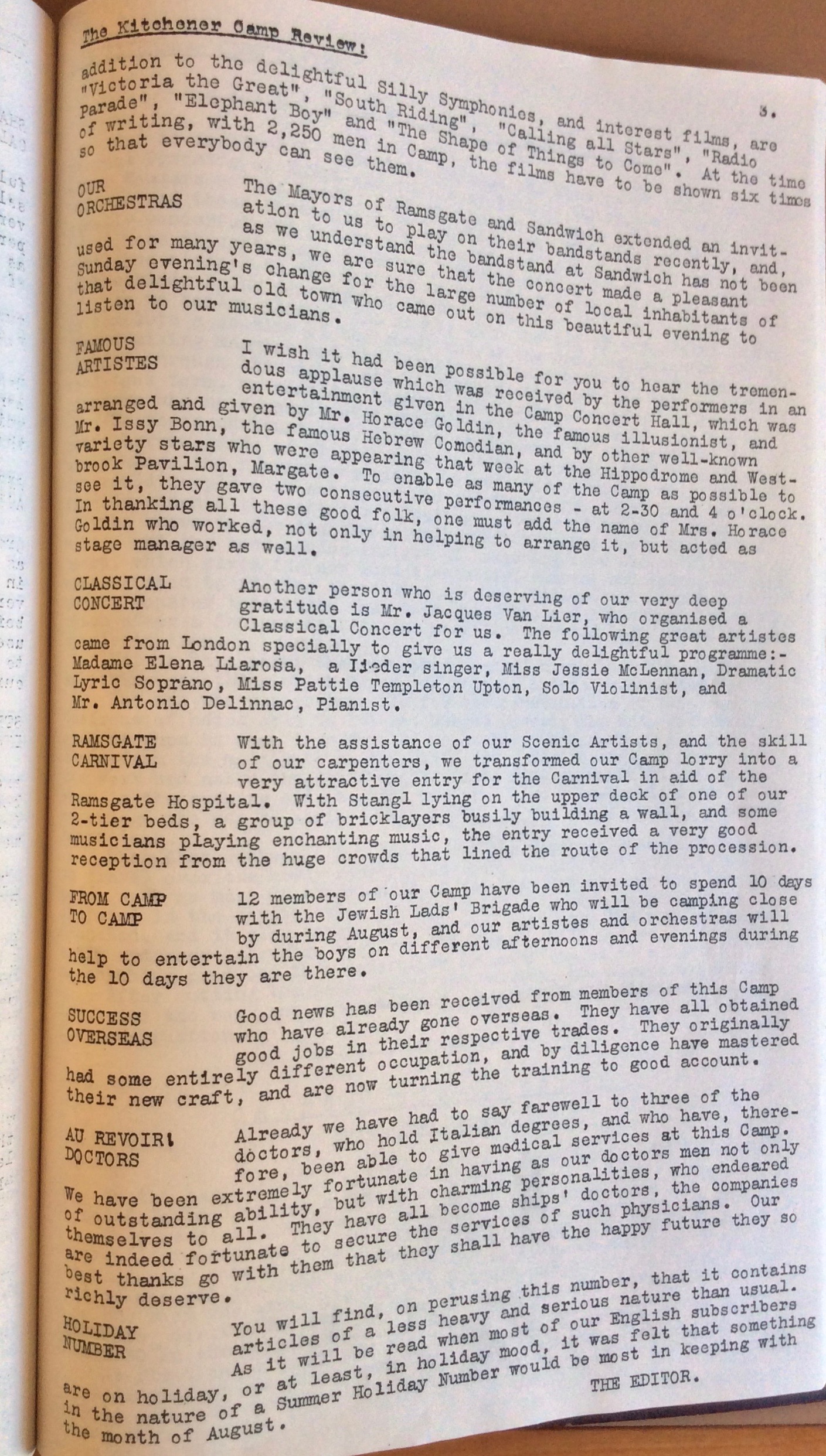 The Kitchener Camp Review, August 1939, page 3