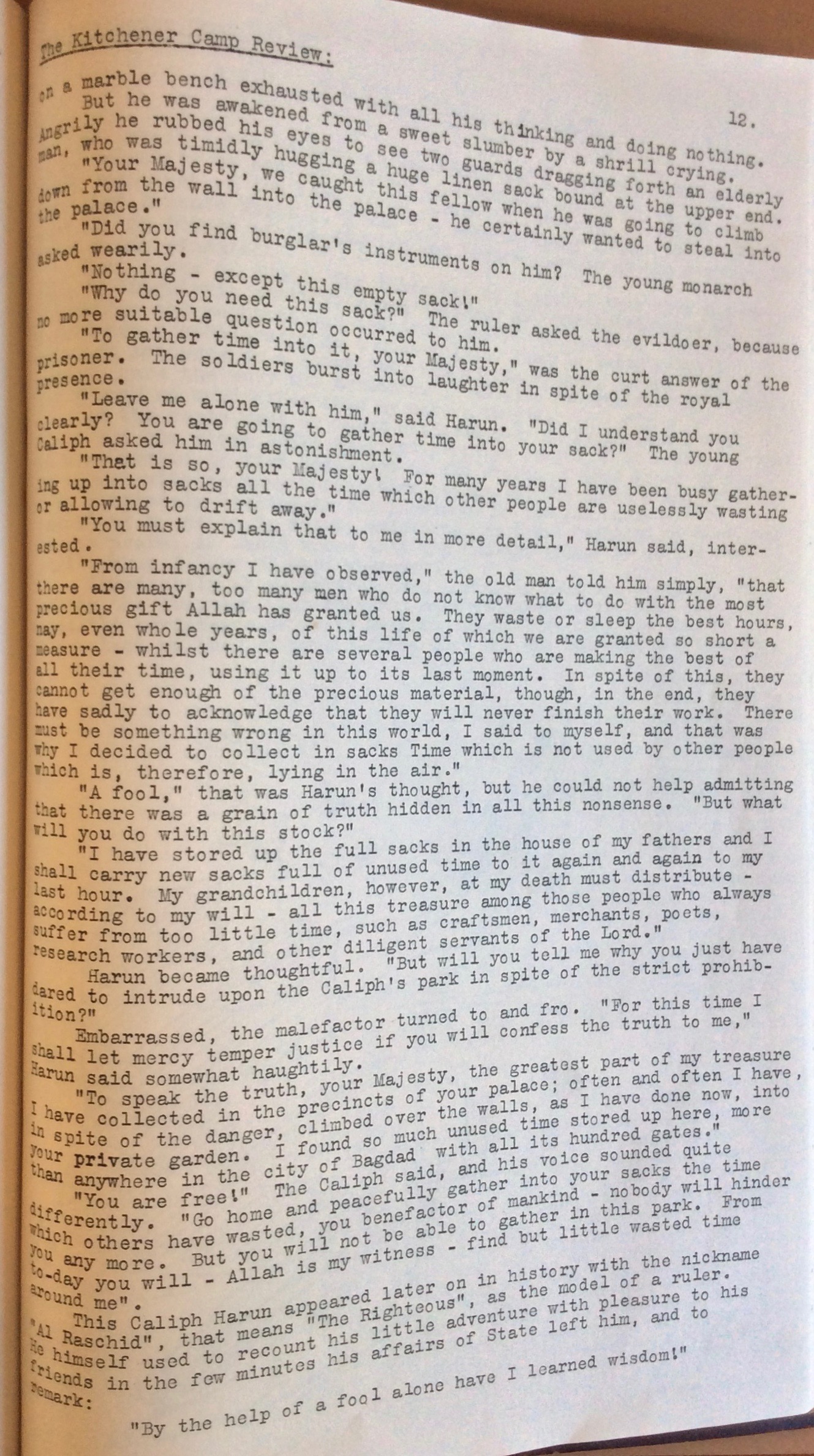 The Kitchener Camp Review, August 1939, page 12