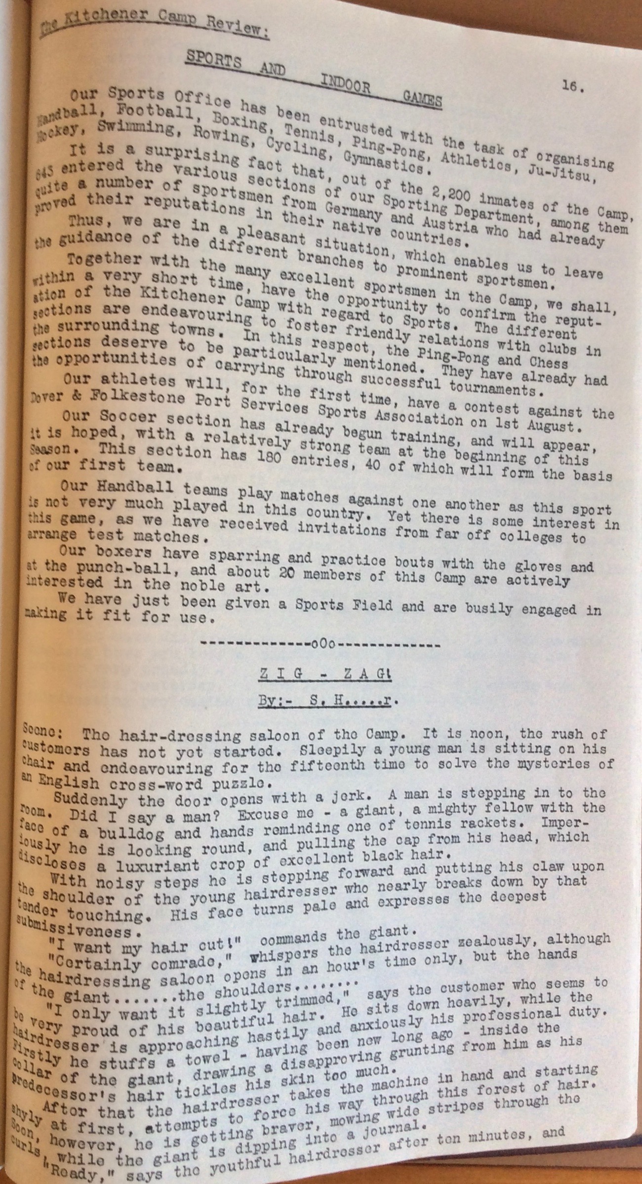 The Kitchener Camp Review, August 1939, page 16
