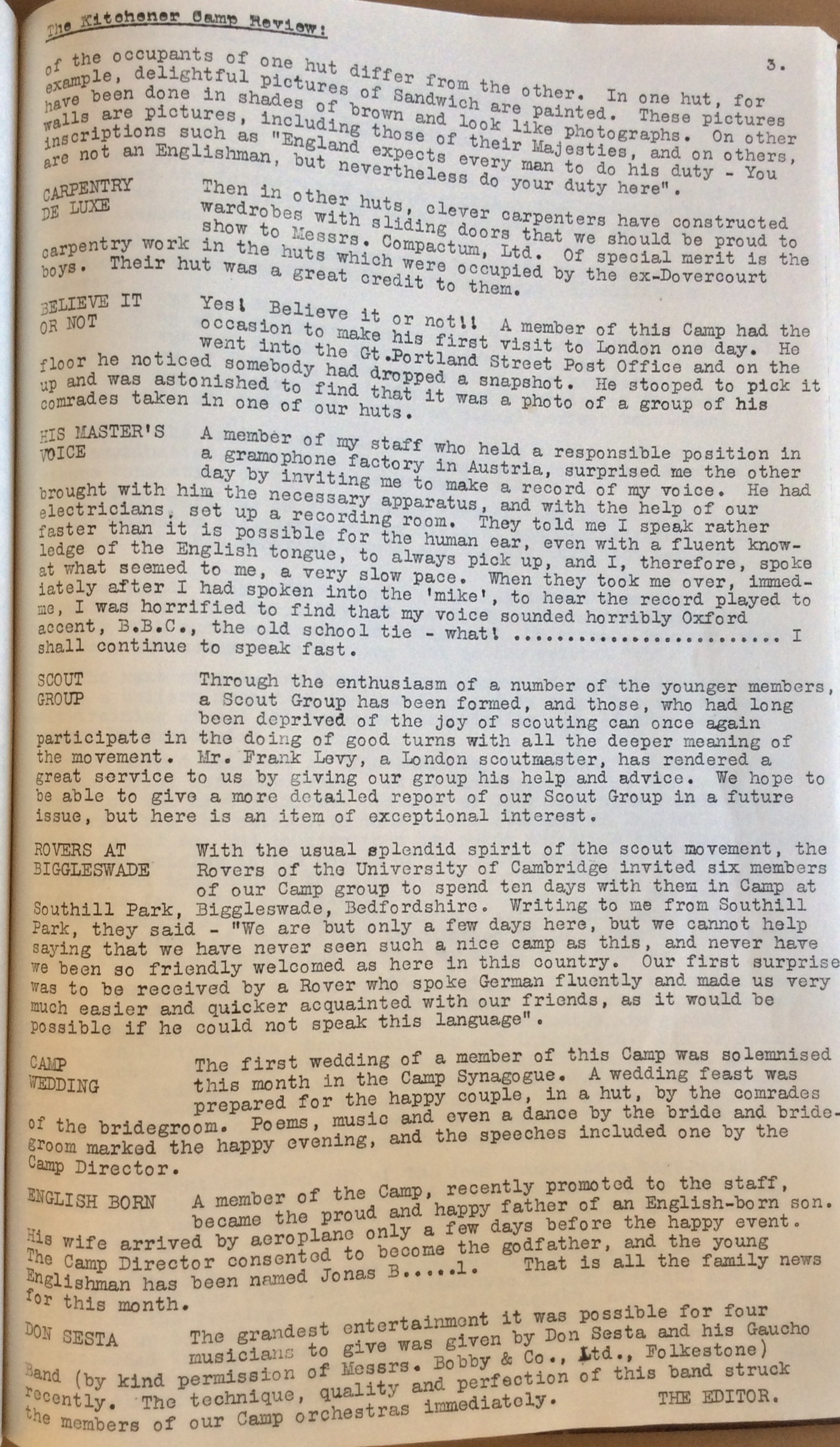The Kitchener Camp Review, July 1939, No. 5, page 3