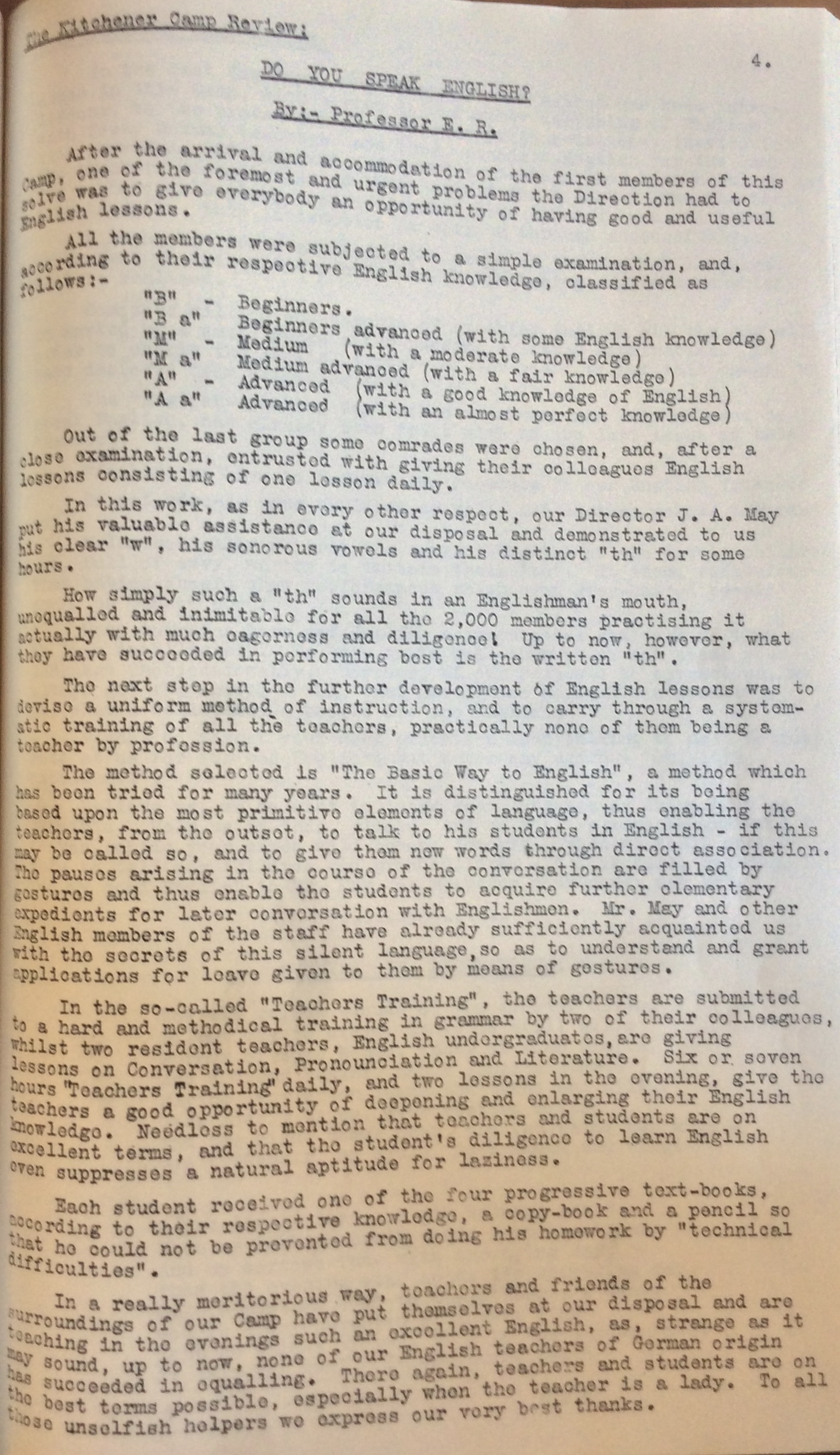 The Kitchener Camp Review, July 1939, No. 5, page 4