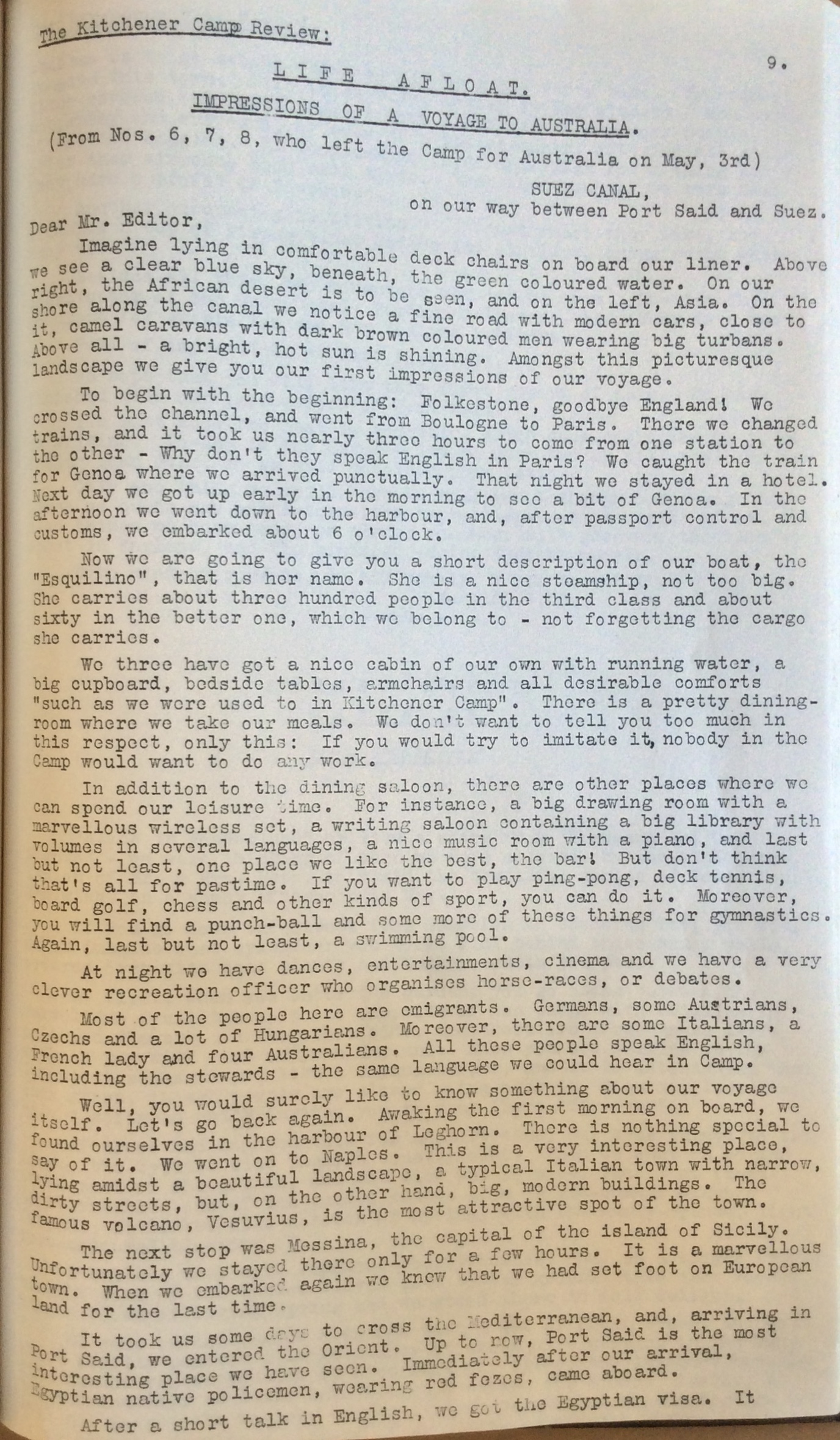 The Kitchener Camp Review, July 1939, No. 5, page 9