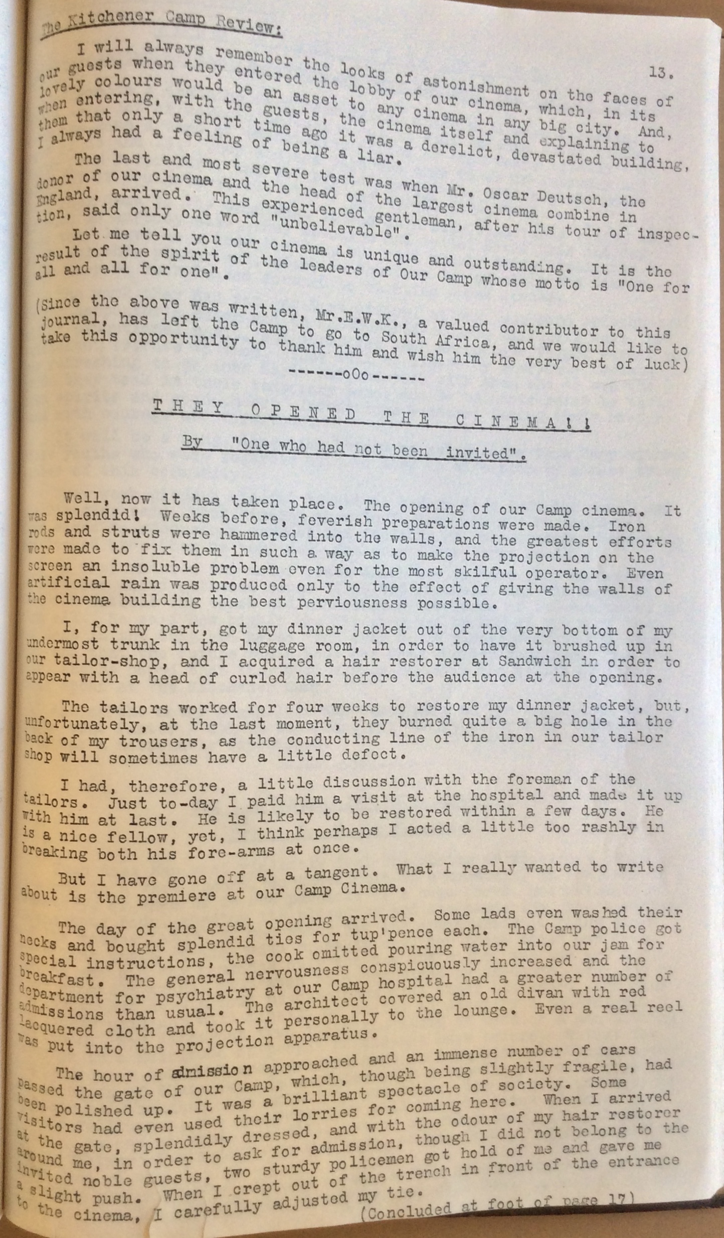 The Kitchener Camp Review, July 1939, No. 5, page 13