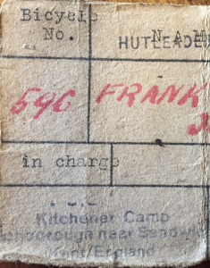 Kitchener Camp, Bicycle number 596, Josef Frank