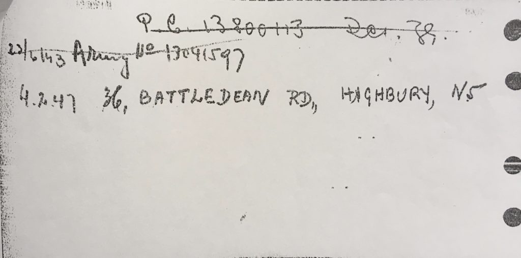 Kitchener camp, Eugen Cohn, Pioneer Corps number 138 00113 December 1939, Change of Pioneer corps number 23 June 1943. Source: World Jewish Relief