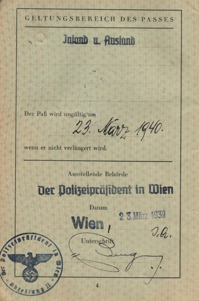 Kitchener camp, Herbert Weihs, Herbert Weiss, German Passport, Valid to 23 March 1940, Special Division, Swiss legation, 8 March 1940