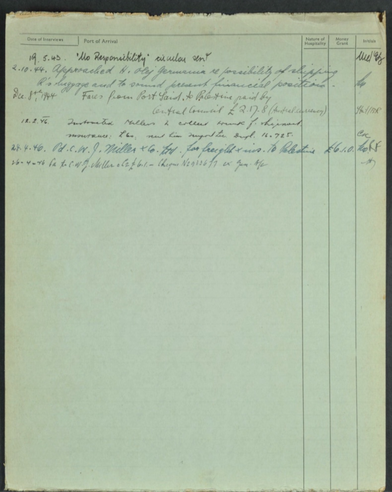 Kitchener camp, Isak Wenkart, German Jewish Aid Committeee forms, page 2