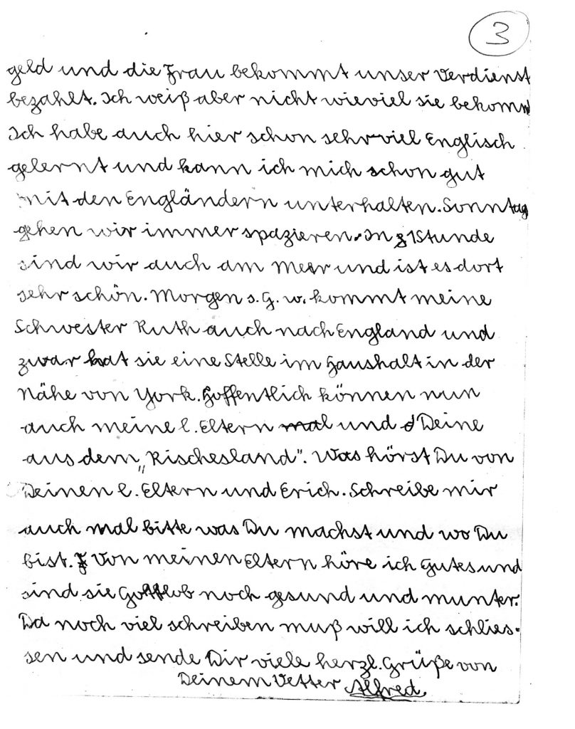 Kitchener camp, Alfred Meyer, Letter, 7th May 1939, page 3