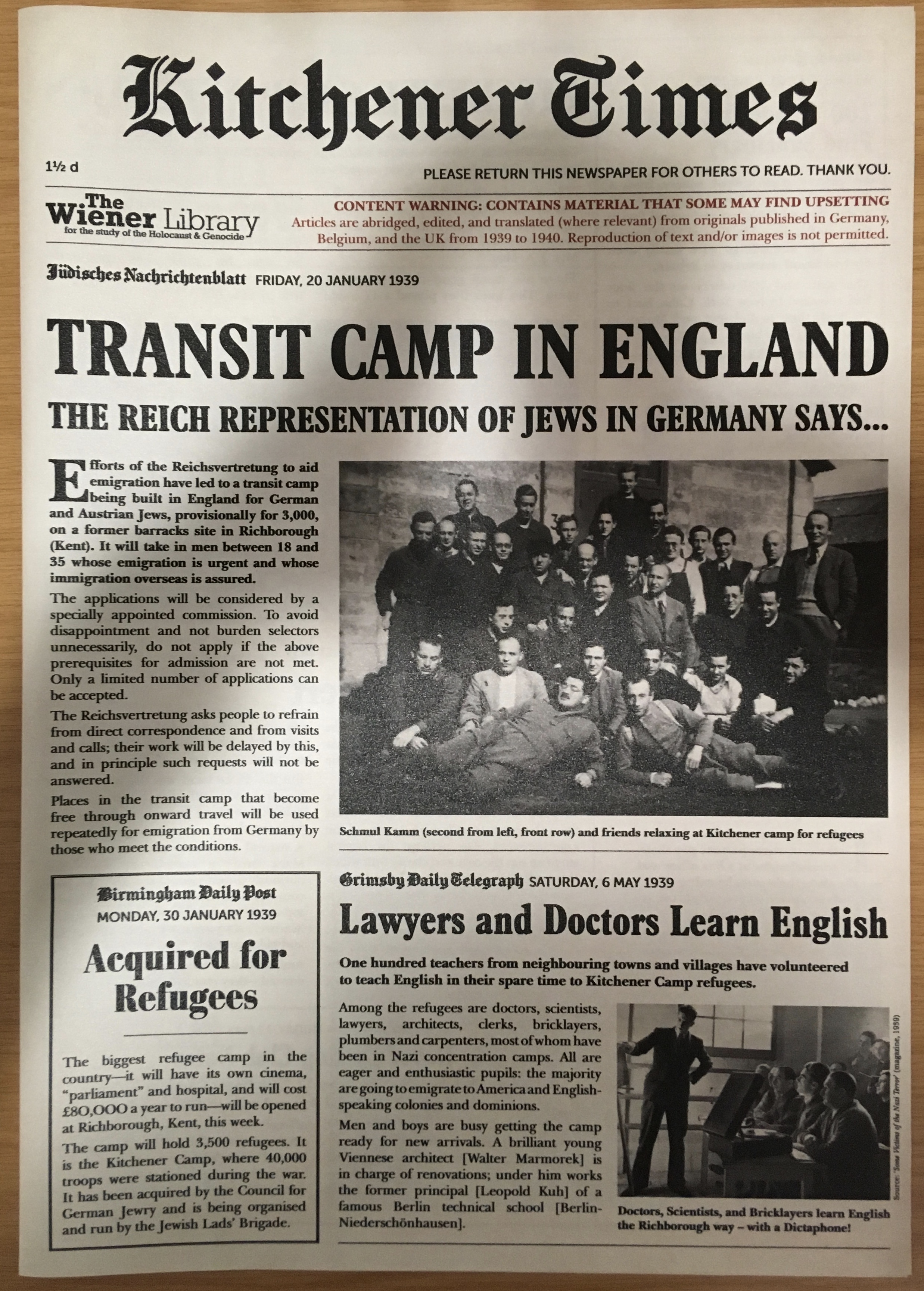 Leave to Land - The Kitchener News, page 1