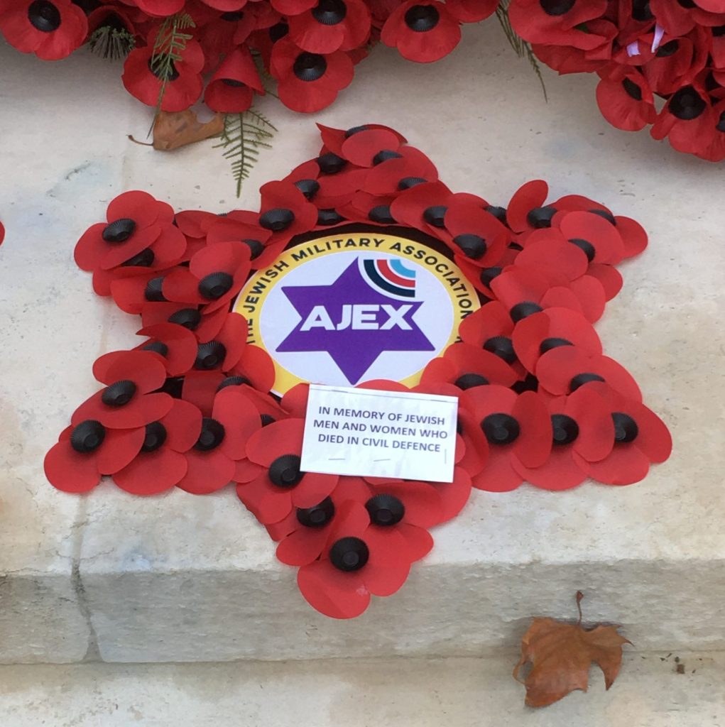 AJEX ceremony, 17 November 2019 The wreath for Jewish men and women who died in civil defence