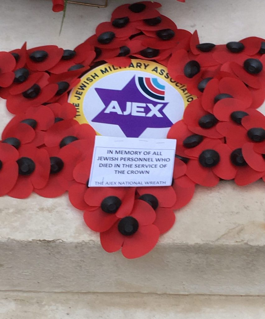 AJEX commemoration, 17 November 2019 The wreath for all Jewish personnel who died in the service of the crown