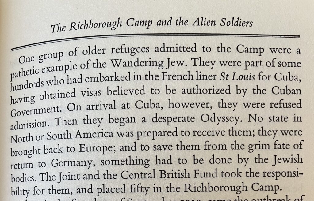 Norman Bentwich, They Found Refuge, 50 St Louis passengers arrive at Kitchener camp, Kent