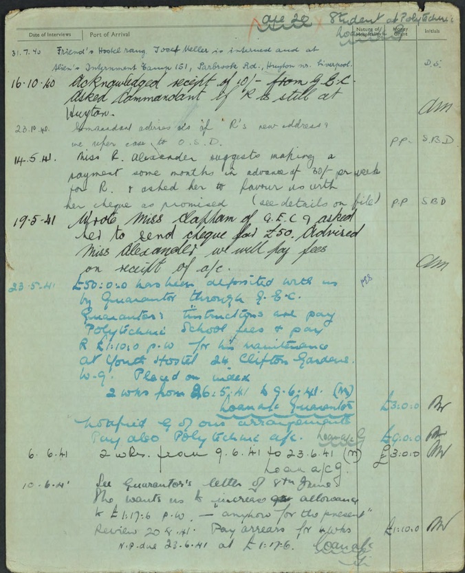 Kitchener camp, 1939 Josef Meller; Arrival date 27 March 1939. Source CBF files, via World Jewish Relief; P2