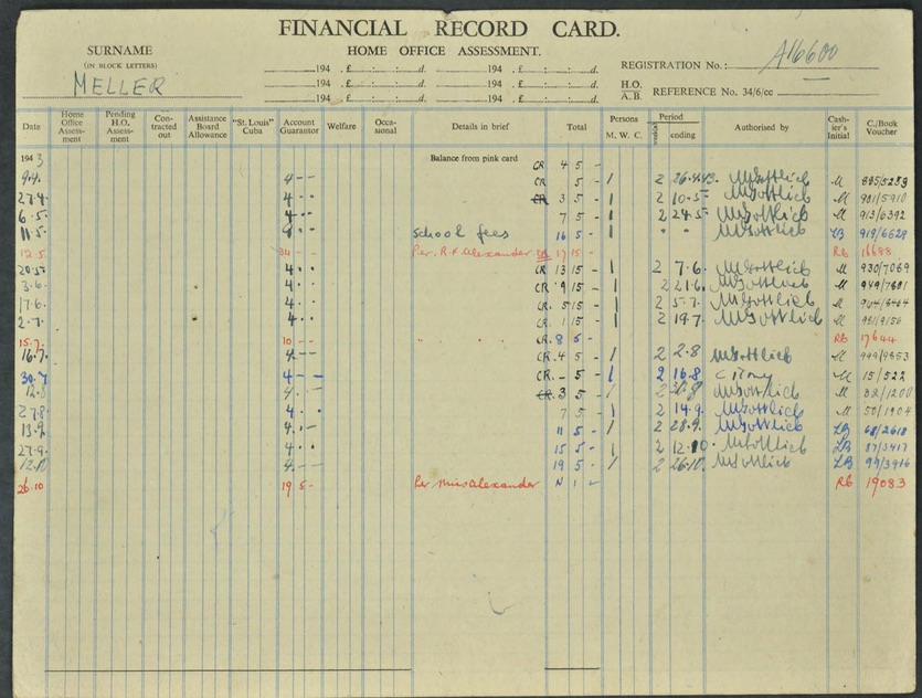 Kitchener camp, Josef Meller, WJR, Financial Record Card, P3